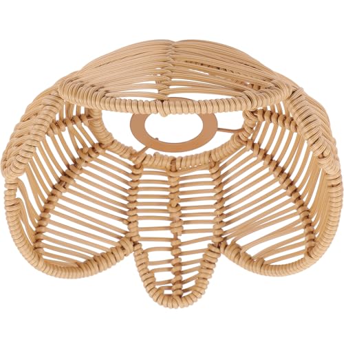 Abat-jour suspendu rotin tissé artisanal lotus pour plafonnier élégant