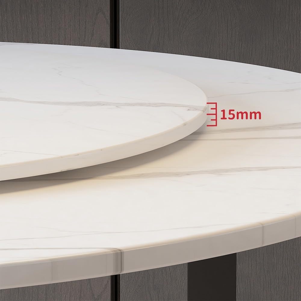 80 cm Lazy Susan drewniany gramofon na stół jadalny 100 cm obrotowa taca 60 cm okrągły talerz do serwowania łatwe dzielenie się jedzeniem - elegancki biały marmurowy design idealny do rozrywki