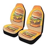Kigai Universal Car Seat Covers Set of 2, Hamburger Front Seat Protectors Bucket Seat Cover Decorative Automotive Accessories for Auto Truck Van SUV