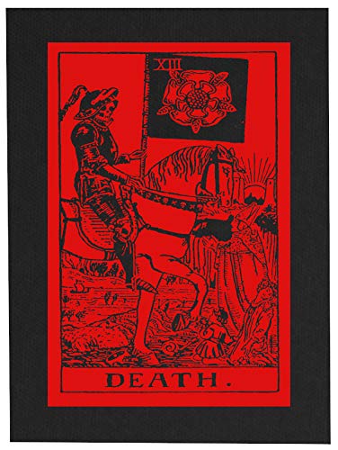 Chat Noir Death Tarot Card Canvas Print or Back Patch - Memento Mori Remember Death Skull Occult Gothic Skeleton Medieval