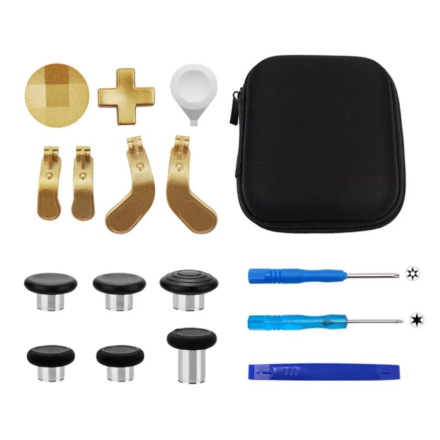 Carbon Pattern Metal Thumbstick 17 in 1 for X-box One Elite Series 2 Controller Magnetic Buttons Joystick Kit (Chrome)