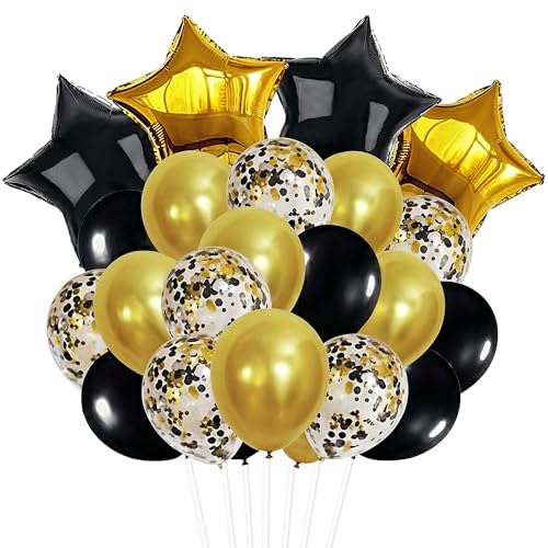 Image of KatchOn, 2026 Graduation Balloons Set - Pack of 31 | Black and Gold Star Balloons, Latex Balloons for Grad Party Decorations | Black and Gold Graduation Decorations 2026 For Class of 2026 Decorations