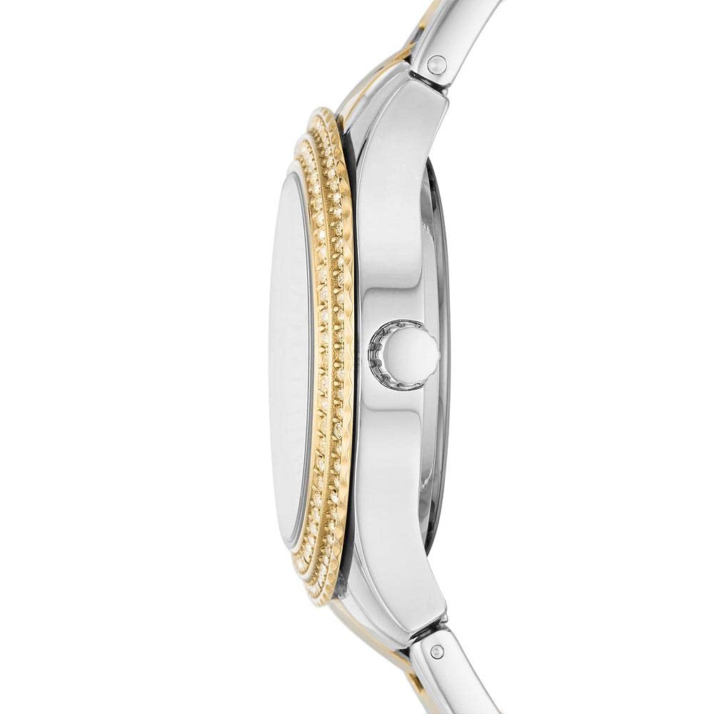 Fossil Orologio Stella per donna, Movimento al quarzo con data a tre lancette e cinturino in acciaio inossidabile