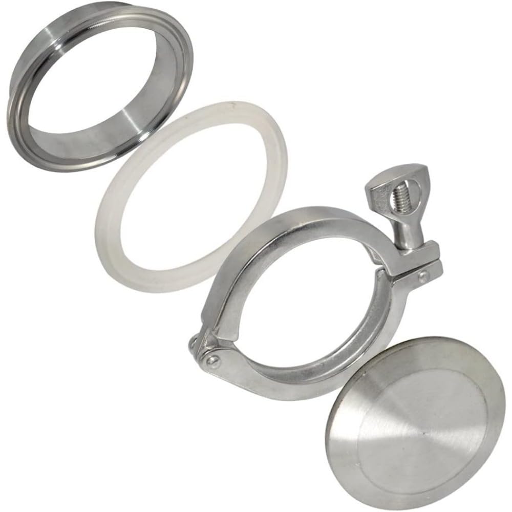 1 szt. OD38-219 mm długość 3,8 cm - 20,3 cm tuleja do spawania rur + zacisk trójzaciskowy + uszczelka PTFE + zaślepka ze stali nierdzewnej 316 pasuje do rur (OD51 mm i 5 cm)