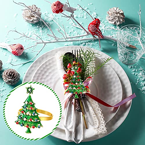 Outus YH-OUTUS-1358 Christmas Napkin Rings Set Of 12, Christmas Tree Metal Napkin Holder Rings Xmas Holiday Napkin Ring thumb #6