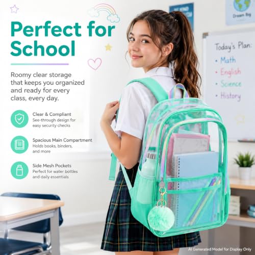 Image of AGSDON Clear Backpack, Heavy Duty Transparent Bookbag, See Through PVC Backpacks for Women Men