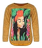 Kinder Mädchen Pullover Motiv Pulli Langarm Sweatshirt Rundhals 30229 Gold 146
