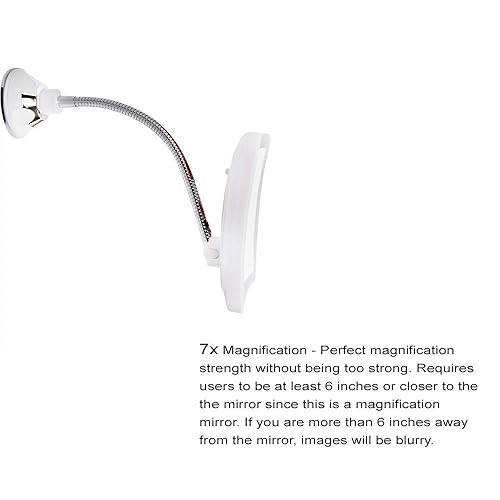 Miniatura 2 de SunplusTrade Espejo de maquillaje con luces LED y aumento, diseño inalámbrico portátil con ventosa para el hogar y viajes con cuello de cisne