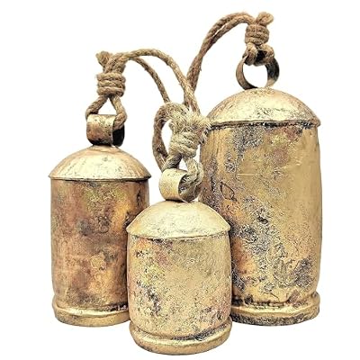 Large Rustic Iron Cow Bells Set of 3 Size: 4-6-8"