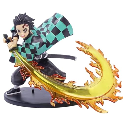 Image of Blue Aura Demon Slayer Tanjiro Action Figure Width - 22CM Multicolour PVC Collectible | Tanjiro Fight