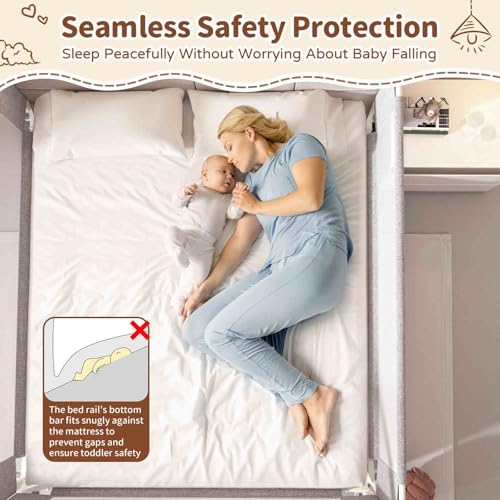 Image of Bed Rail for Toddlers,1-Piece Height Adjustable Bed Guard Rail for Toddlers, Kids Safety Guard Rails for Twin Full Queen King Size (Gray, 1 Piece Side:74.8 inch)