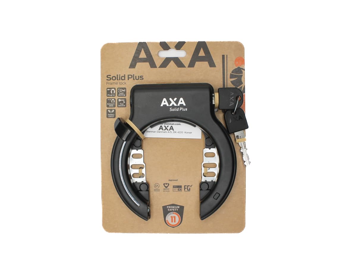 AXA Solid Plus - Lucchetto a telaio retrattile - Livello di sicurezza 11 - Larghezza apertura 57 mm - Catena compatibile - Chiave rimovibile - Nero