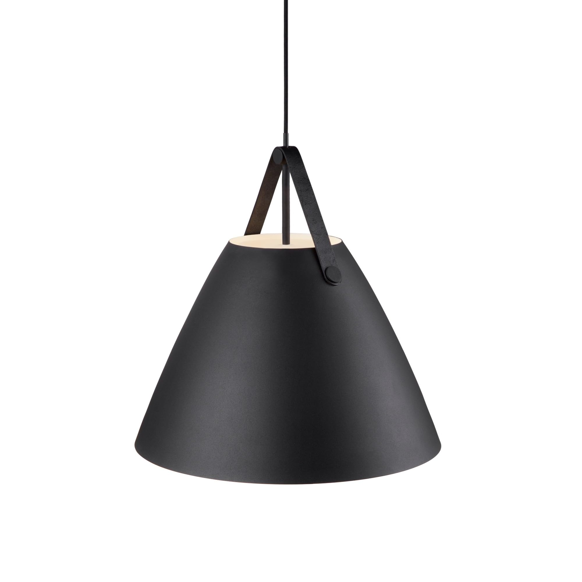 Nordlux Strap 48" Indoor Pendant Light - Black - Metal/Leather - E27 Bulb Fitting