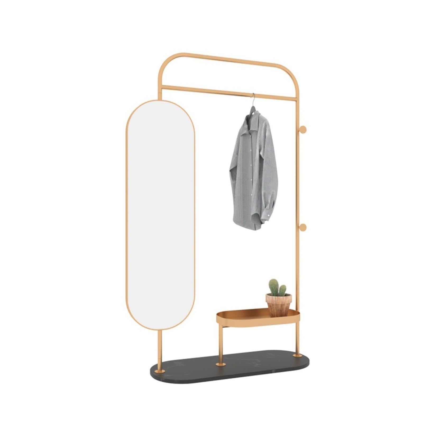 Freistehend Luxuriöser Marmor-Garderobenständer, Ganzkörperspiegel, multifunktionaler minimalistischer Standspiegel