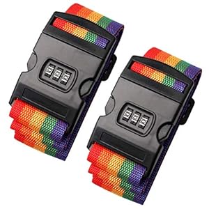 nuoshen 2Pieces Luggage Straps,Packing Belt Suitcase Straps on Your Flight Trip with Coded Lock red