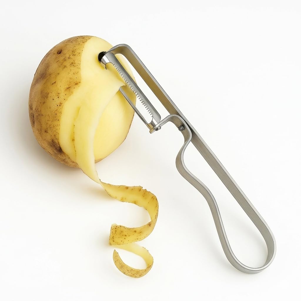 Uyt Life Paslanmaz Çelik Pratik Yan Soyacak - Keskin Sebze ve Meyve Soyucu, Patates, Salatalık, Havuç Soyma Aparatı - Ergonomik Metal Tasarım (18 cm)