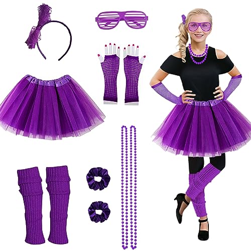 Vestido Disfraz 80s Para Niñas 7 Piezas miniatura 1