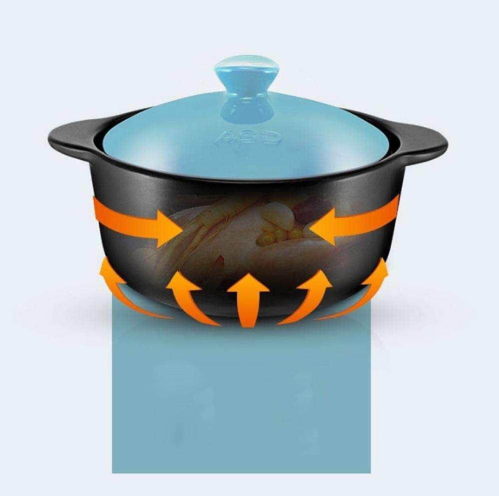 Pentole in Terracotta Casseruola Casseruola Piatti con coperchi - Ciclo Termico, tempra e Riscaldamento Senza Crepe-Blu_2,5L