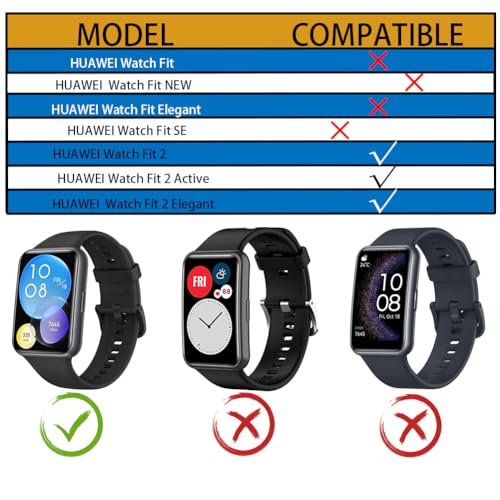 Wownadu Straps Compatible for Huawei Watch Fit 2 Strap White Replacement for Women Men Silicone Band,(No Watch) - Image 3