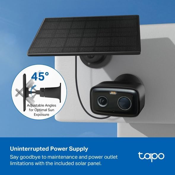 Tapo C401Kit – Cámara vigilancia WiFi Exterior, 1080p, Solar, Negro | Detección de Movimiento y Personas. Con Panel Solar. Visión Nocturna a Color. IP65. App Tapo. 4