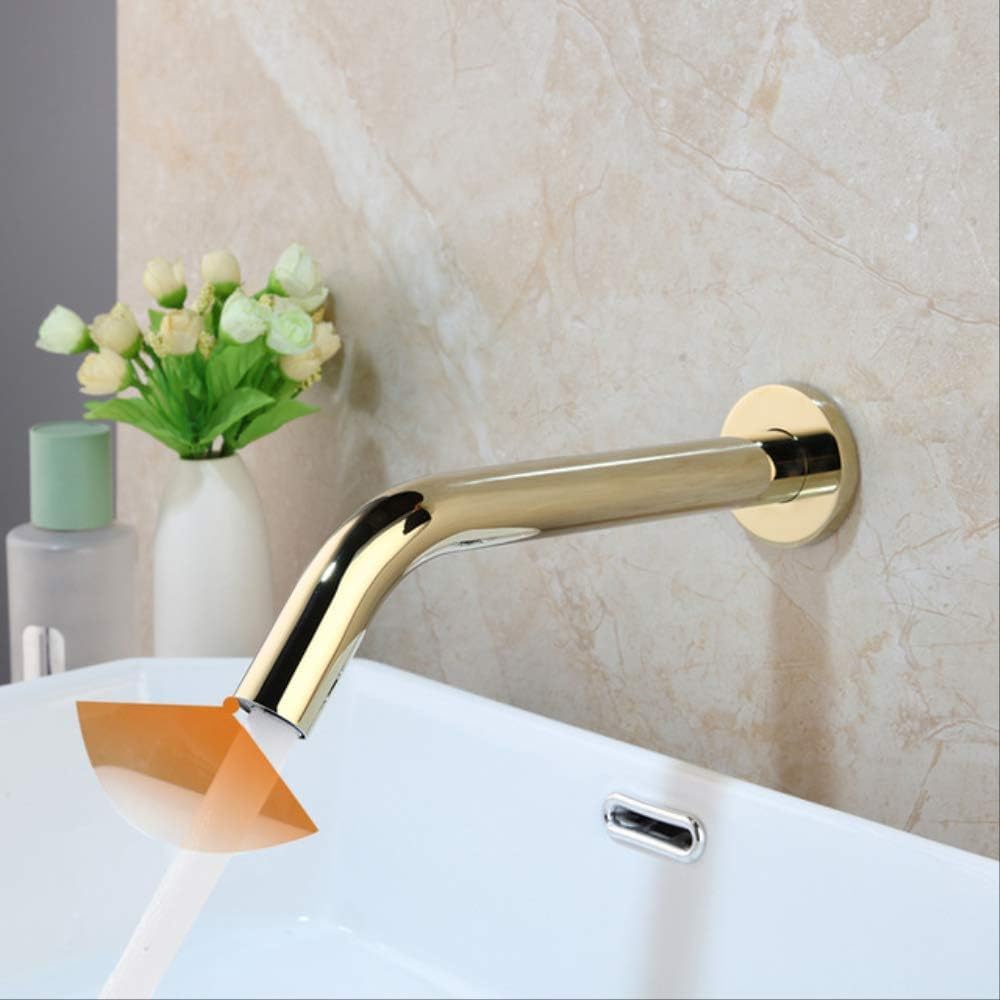 Xazlbiw Gold Bathroom Faucets Black Chrome Wall Mount Sensor Faucet Automatic Hands Free Touch Mixer Sink Tap