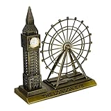 Amosfun Modelo de Aleación Reloj Icónico y London Eye, Adorno de Londres en Color Bronce Antiguo, Decoración de Hogar Moderna, Recuerdo Turístico Exclusivo para Exhibir en Mesa