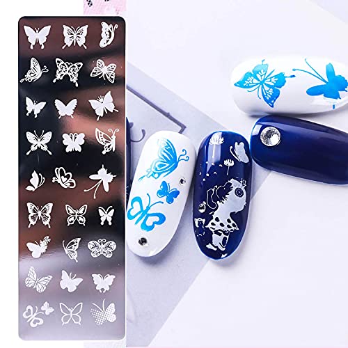 Nail Stamping Plate, Danneasy 6 Pieces Nail Art Image Stamp Nail Template Kit With Nail Stamper, Scraper, Storage Bag (Nature Style) #TOP6