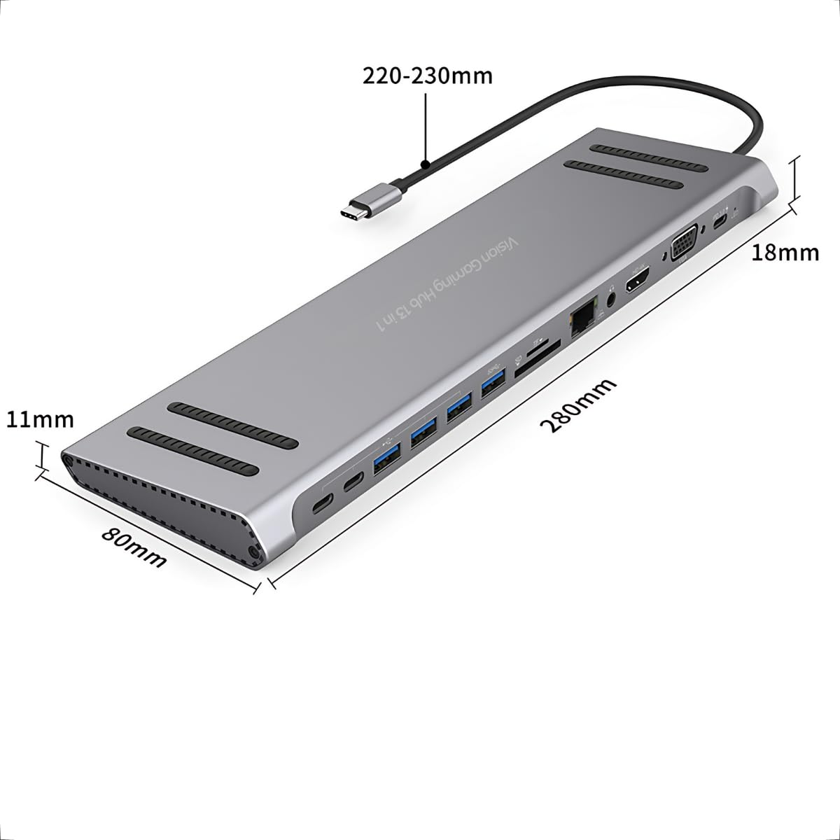 Hub USB-C 13 em 1 Vision Gaming ® Suporte Inclinado Dock Station