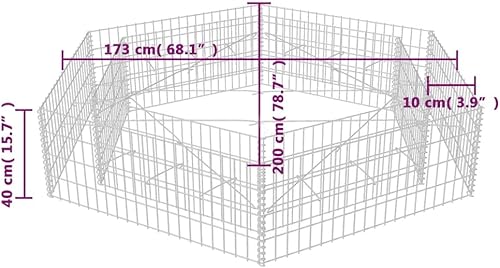 Miniatura 5 de vidaXL Jardín hexagonal elevado de gaviones para jardín, caja de flores al aire libre, maceta para cultivo de plantas, contenedor de cultivo de