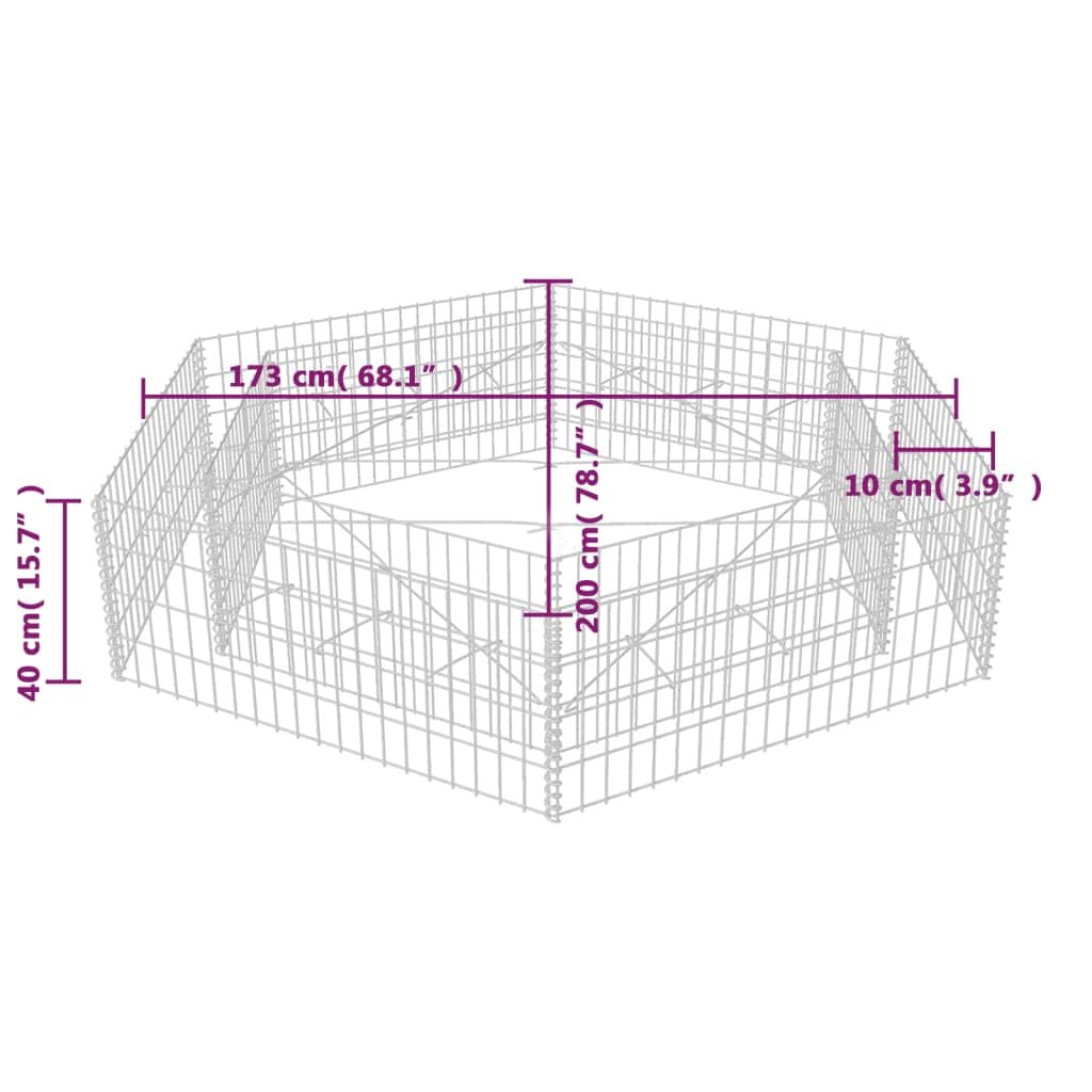 vidaXL Lit Surélevé à Gabion Hexagonale 200x173x40 cm Jardinière de Jardin