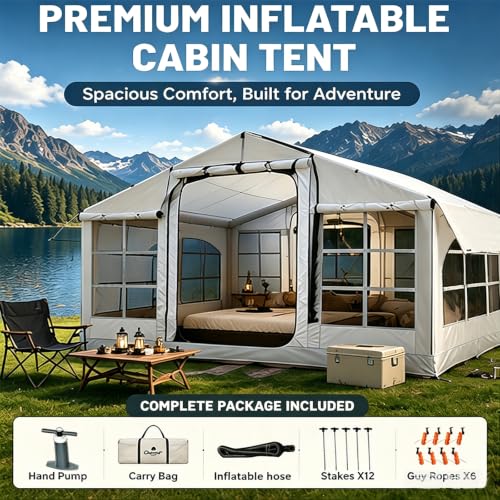 Carpa Inflable para Camping QUYUAN Modelo QYCQZP-1 para 6 Personas Color Blanco Moonlight miniatura 2