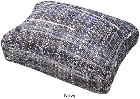 The Rug Republic Hand Made Navy Recycled Cotton Fabric Harris Floor Pillow (60cm x 45cm x 15cm),1 Piece