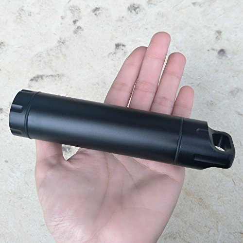 EKLOEN Military Level Portable Survival Waterproof Pill Container Outdoor Waterproof Capsule Seal Bottle Holder Case EDC Emergency Tool,CNC Machined Aluminum Bottle(Black)