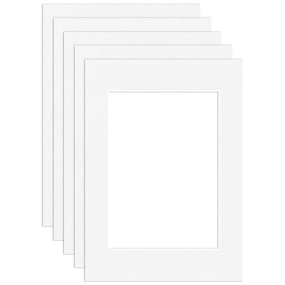 Procut Global 7x5" White Picture Mounts Board to Fit 5x3.5" Aperture Size - Photo Mount Card Ideal for Prints, Artwork, Crafts & Certificates - Sizes & Colors Available - Pack of 5 โ image 1