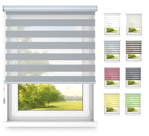 time4blinds - Zebra Roller Blind - Day and Night Blinds - Custom Made To Measure Day And Night Zebra Roller Blind with Aluminium Cassette, Bathroom, Kitchen, Bedroom Blind 500-2000mmx500-2000mm