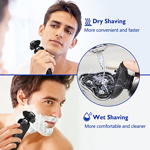 Handsomeface Electric Shaver, Mens Electric Razor, 4 In 1 Dry Wet Waterproof Rotary Shaver Razors, Cordless Face Shaver Usb Rechargeable For Shaving Traveling Gift For Dad #TOP2