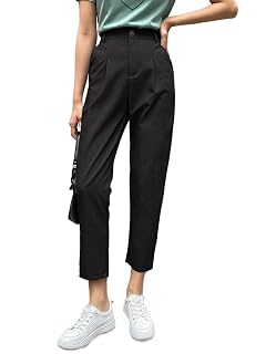 EFJONE Trousers Pants for Women Fall Trendy High Waist Plicated Detail Cropped Pants Fashion Suit Pants
