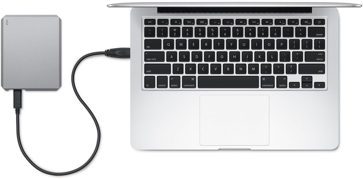 LaCie Mobile Drive, 2TB, External Hard Drive, Space Grey, USB-C, PC Mac iPad & iPhone, Data Rescue Service (STHG2000402)