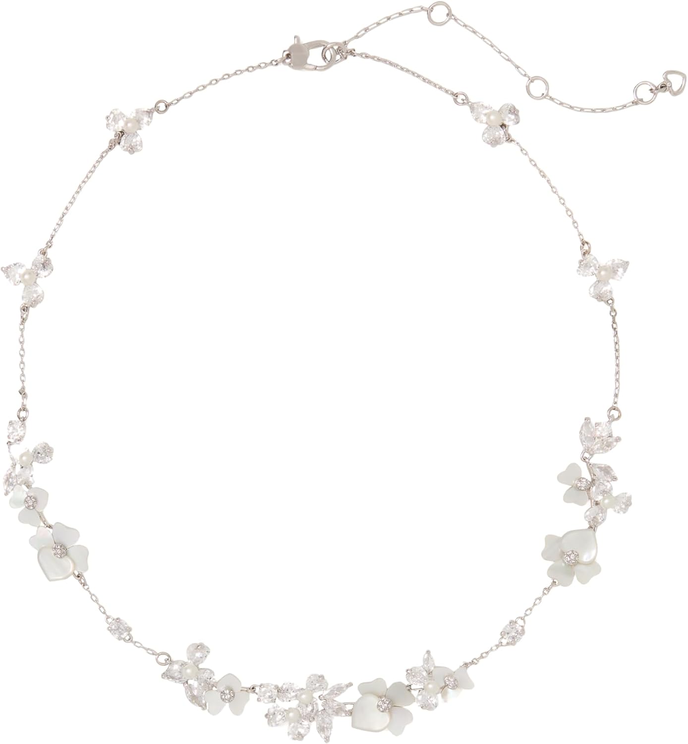 kate spade new york Precious Pansy Necklace, Cream/Silver, One Size