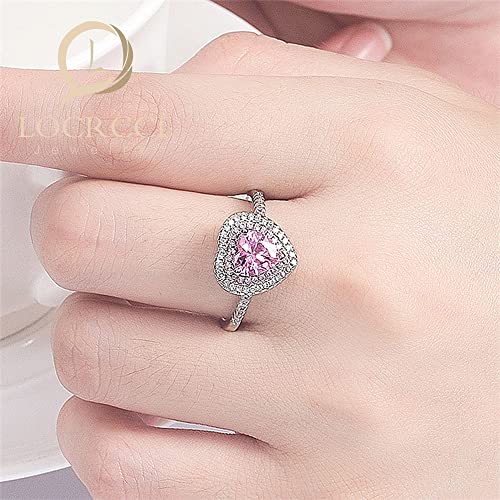Locrccl Formal Crystal Full Diamond Pink Heart Gemstone Ring Teardrop Love Shaped Cubic Zirconia Ring Cz Diamond Ring Eternal Engagement Ring Fashion Wedding Diamond Banquet Ring For Women (11, Pink) #TOP2