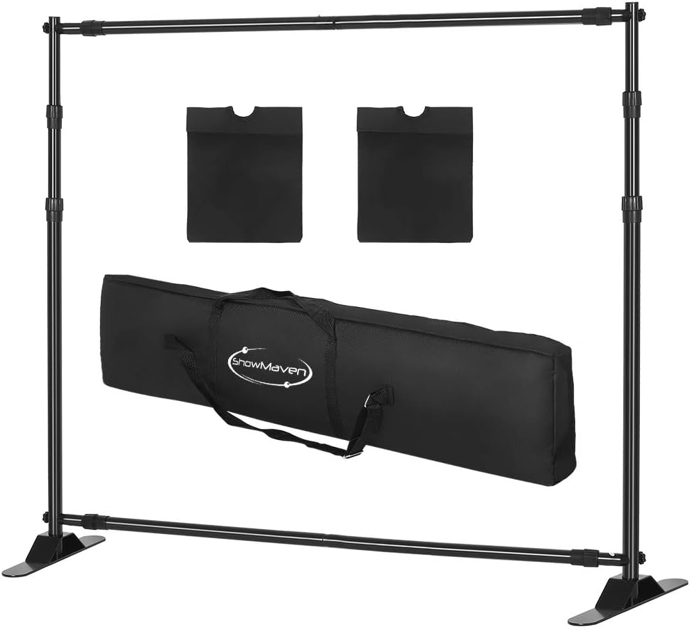 8x8ft Backdrop Stand, Heavy Duty Banner Stand Adjustable Trade Show Display Stand Step and Repeat Stand for Parties and Photography (8 x 8ft)