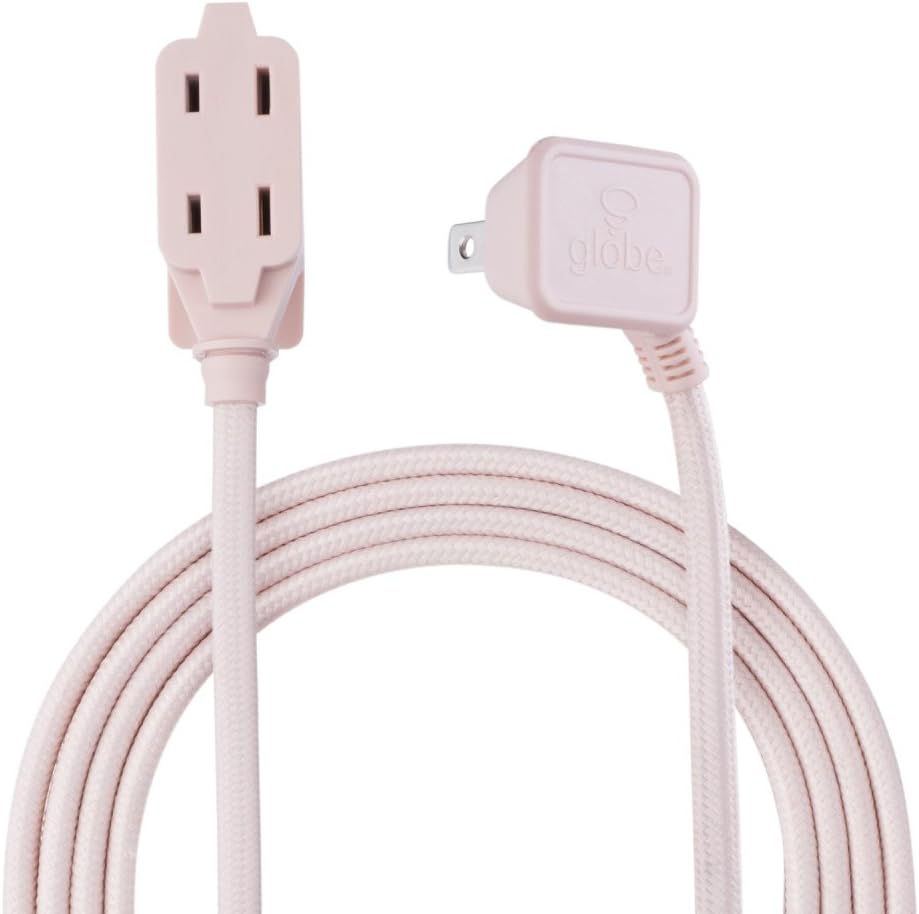 Cordinate Designer 3Outlet Extension Cord, 8 Ft Braided Cable, 2Prong