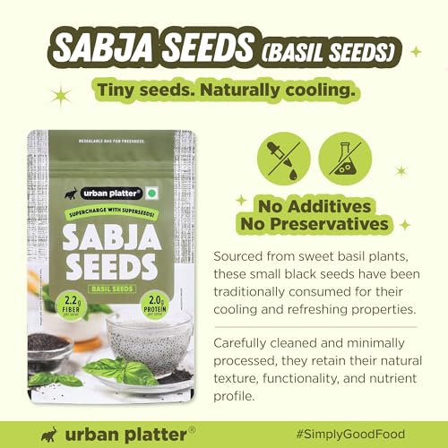 Image of Urban Platter Sabja Seeds, 250g (Basil Seeds for Weight Management, Digestion & Hydration, Rich in Fiber & Omega-3, Falooda, Detox Drinks & Smoothies)