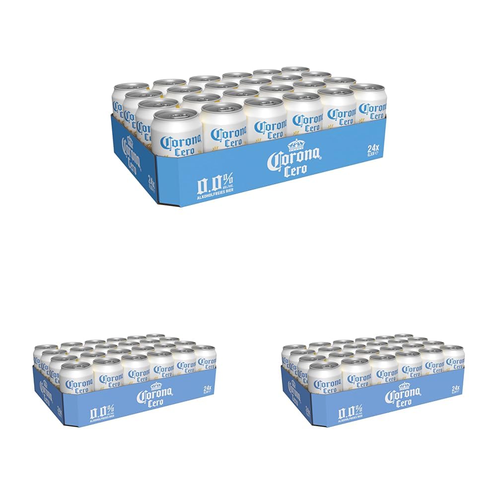 Corona Cero 0,0% Alkoholfreies Premium Lager Dosenbier, EINWEG, Internationales Alkoholfreies Lager Bier (24 X 0.33 l) (Packung mit 3)
