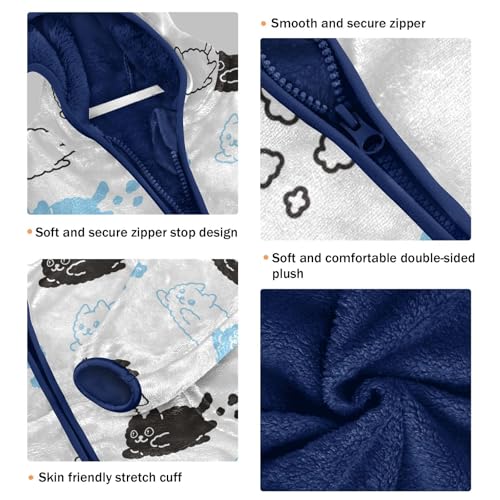 Cat Shaped Clouds Girls Fleece Jacket Girls Fall Jacket Girls Zip Up Hoodie Girls Sherpa Jacket 2-10T3