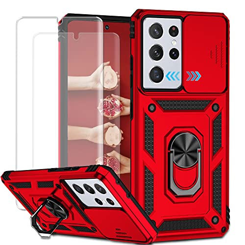 case with HD Screen Protector, Angxyy Rotating Ring Holder Dual Layer Shock Bumper Cover