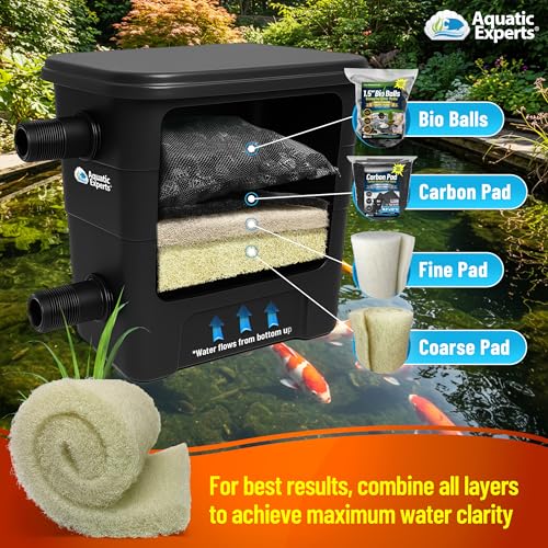 Image of Aquatic Experts Cream COARSE Pond Filter Pad - 2 inch Thick - Bulk Roll Water Garden Filter Pond Media - Made in USA (12 inch by 36 inch)