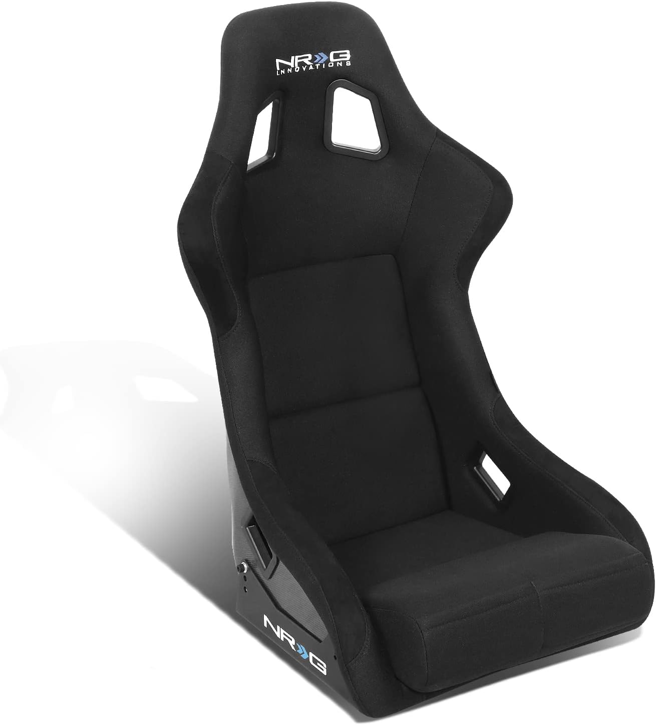 NRG Innovations NRG-RSC-302CF-SL Fixed Back Bucket Racing Seat with Universal Side Mount Bracket,Silver Carbon Fiber Back, Black/Silver