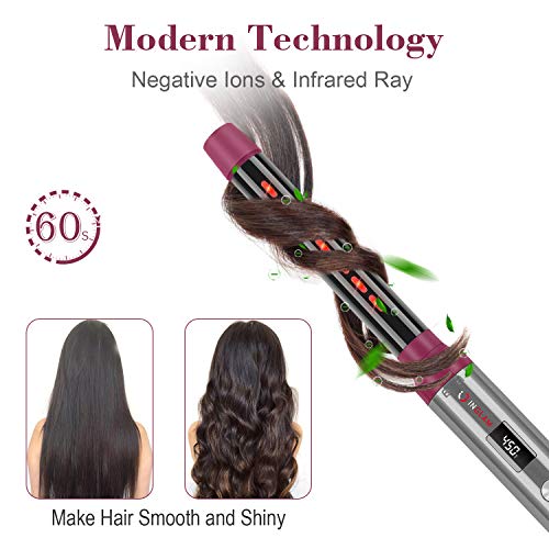 Ig Inglam Professional 8-In-1 Curling Iron Wand Set, Instant Heat Up Hair Curler With 8 Interchangeable Ceramic Barrels (0.5''-1.25''), Adjustable Temperature For All Hair Types, Rock Grey & Purple #TOP5