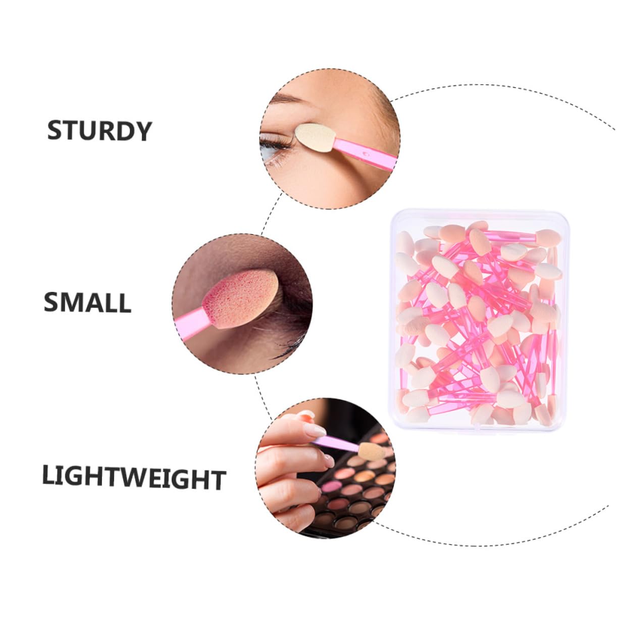 Didiseaon 50pcs Plastic Eyeshadow Makeup Sticks Double-ended Brush Set Soft Latex Tips for Eye Makeup Travel Party